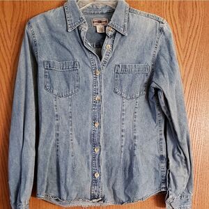 Vintage County Seat Faded Blue Denim Shirt Jr. M